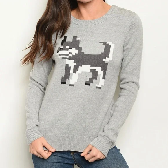 Grey Pixel Dog Sweater - Picture 7 of 8